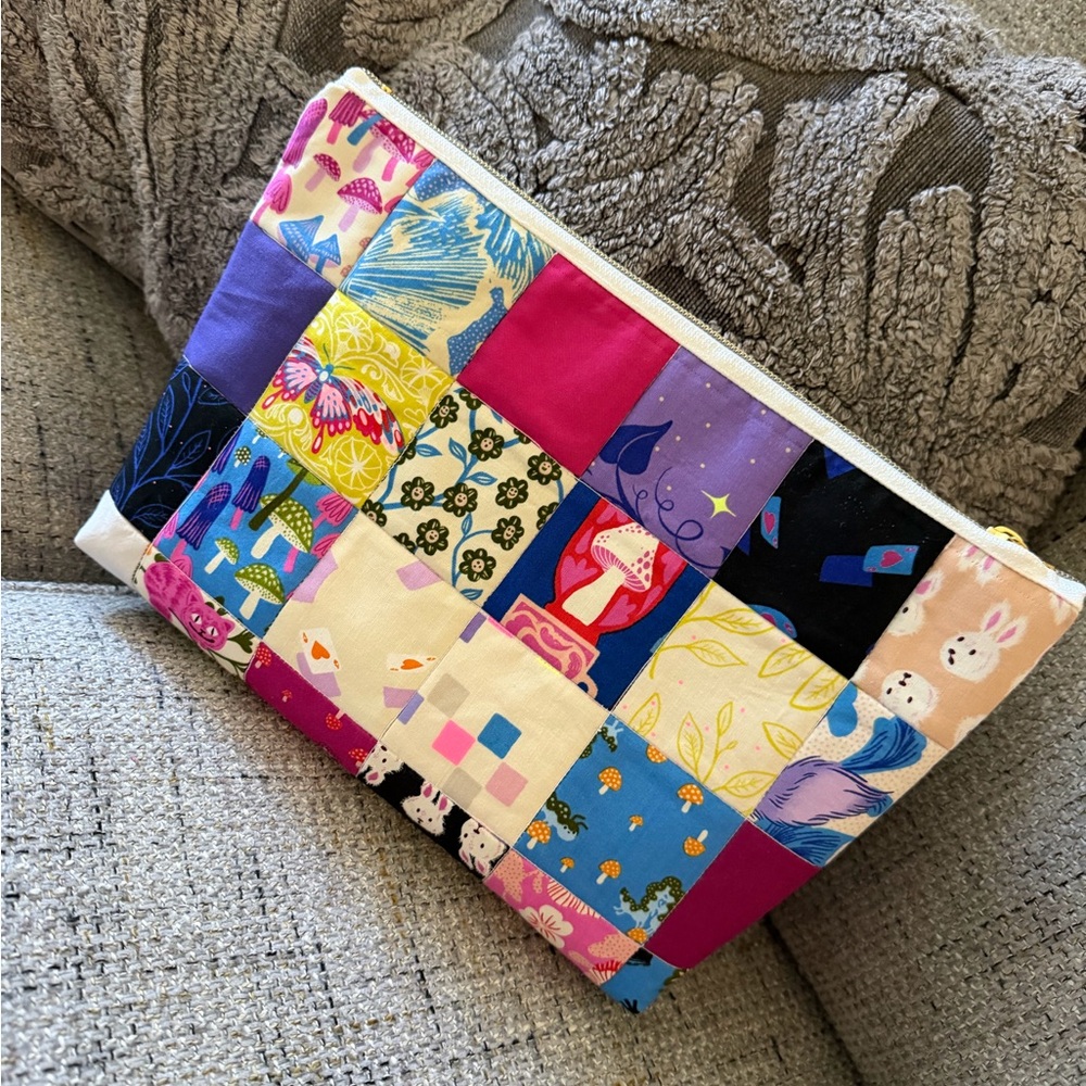 Handmade Alice & Wonderland Quilted Cosmetic Bag